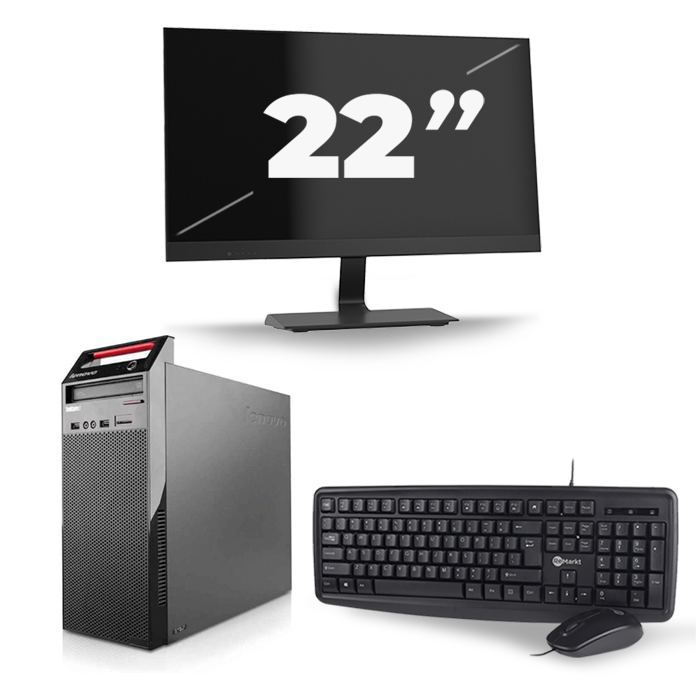 Lenovo ThinkCentre Edge 72 Tower - Intel Core i3-3e Generatie - 8GB RAM - 256GB SSD - Windows 10 + 1x 22 inch Monitor